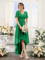 Odette Forest Green front view bridesmaid dress