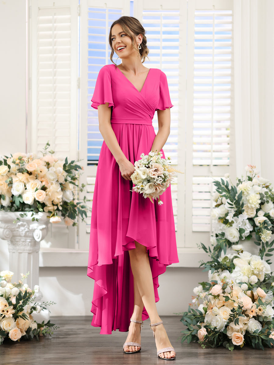 Odette Hot Pink front view bridesmaid dress
