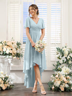 Odette Sky Blue front view bridesmaid dress