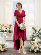 Odette Burgundy side view bridesmaid dress