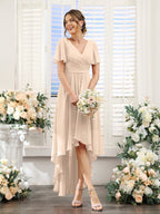 Odette Champagne front view bridesmaid dress