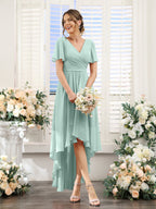 Odette Pool Blue front view bridesmaid dress
