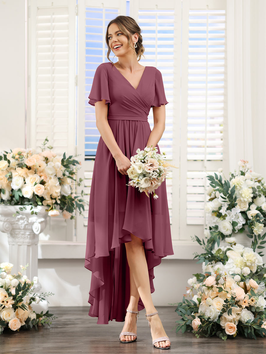 Odette Plum front view bridesmaid dress