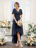 Odette Navy Blue front view bridesmaid dress
