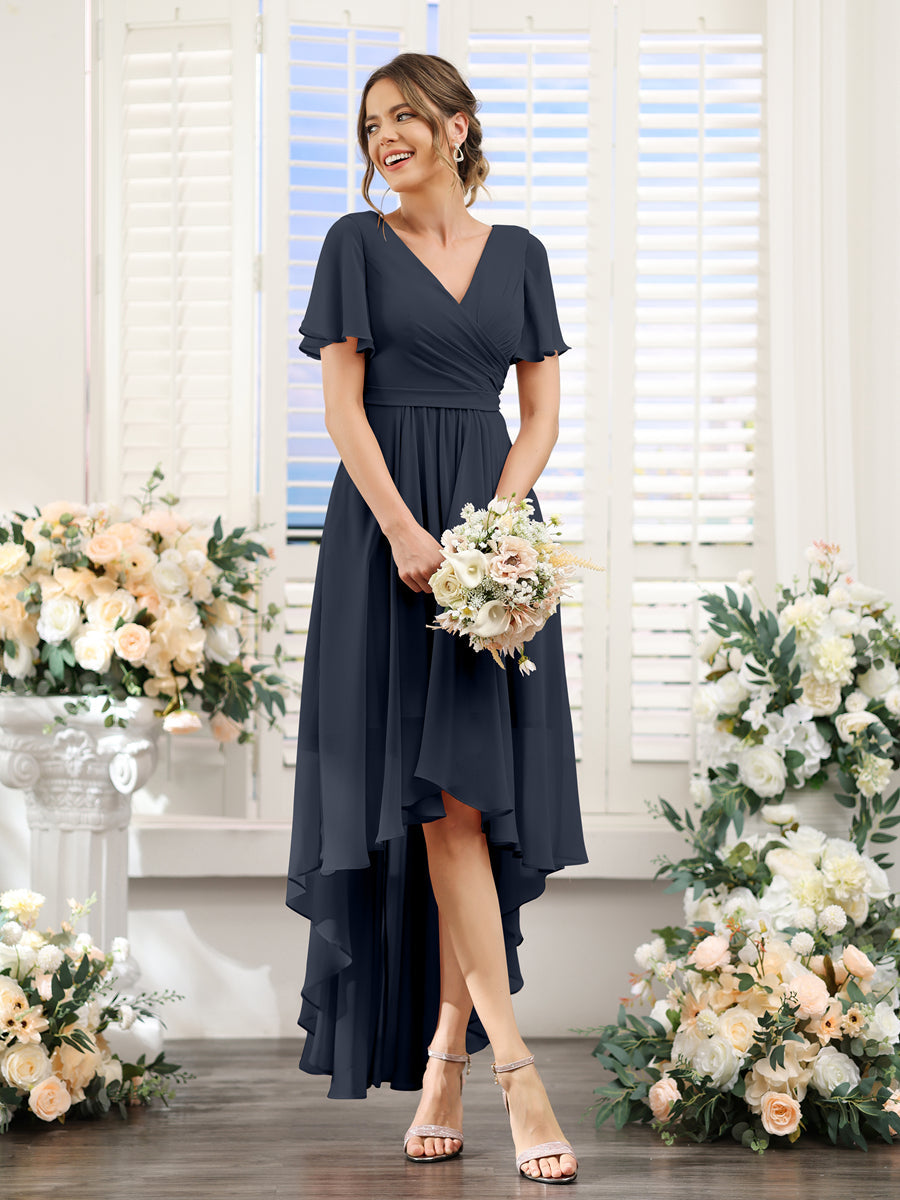 Odette Navy Blue front view bridesmaid dress