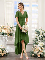 Odette Olive Green front view bridesmaid dress
