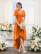 Odette Orange front view bridesmaid dress