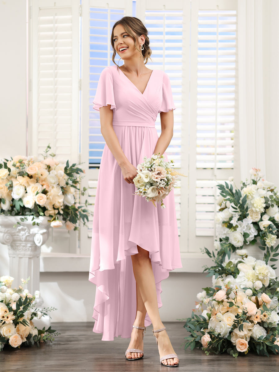 Odette Rose Pink front view bridesmaid dress
