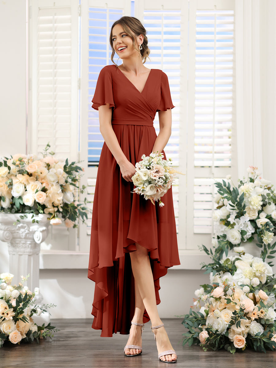 Odette Rust front view bridesmaid dress