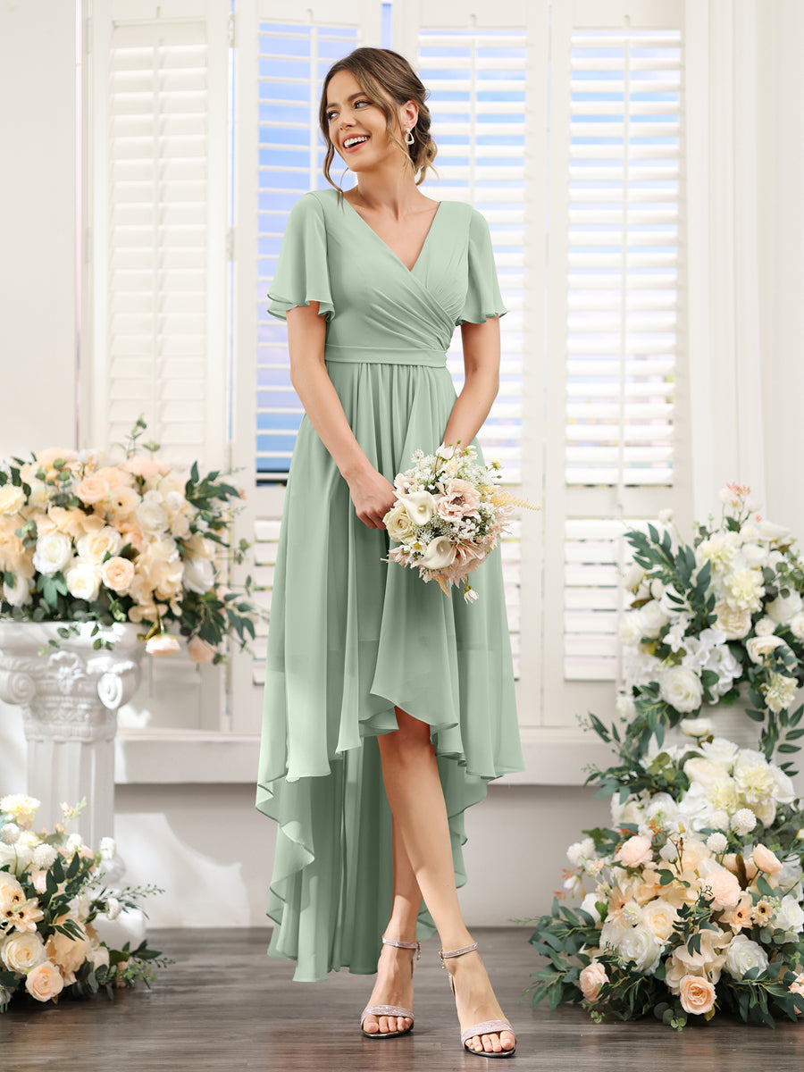 Odette Sage Green front view bridesmaid dress