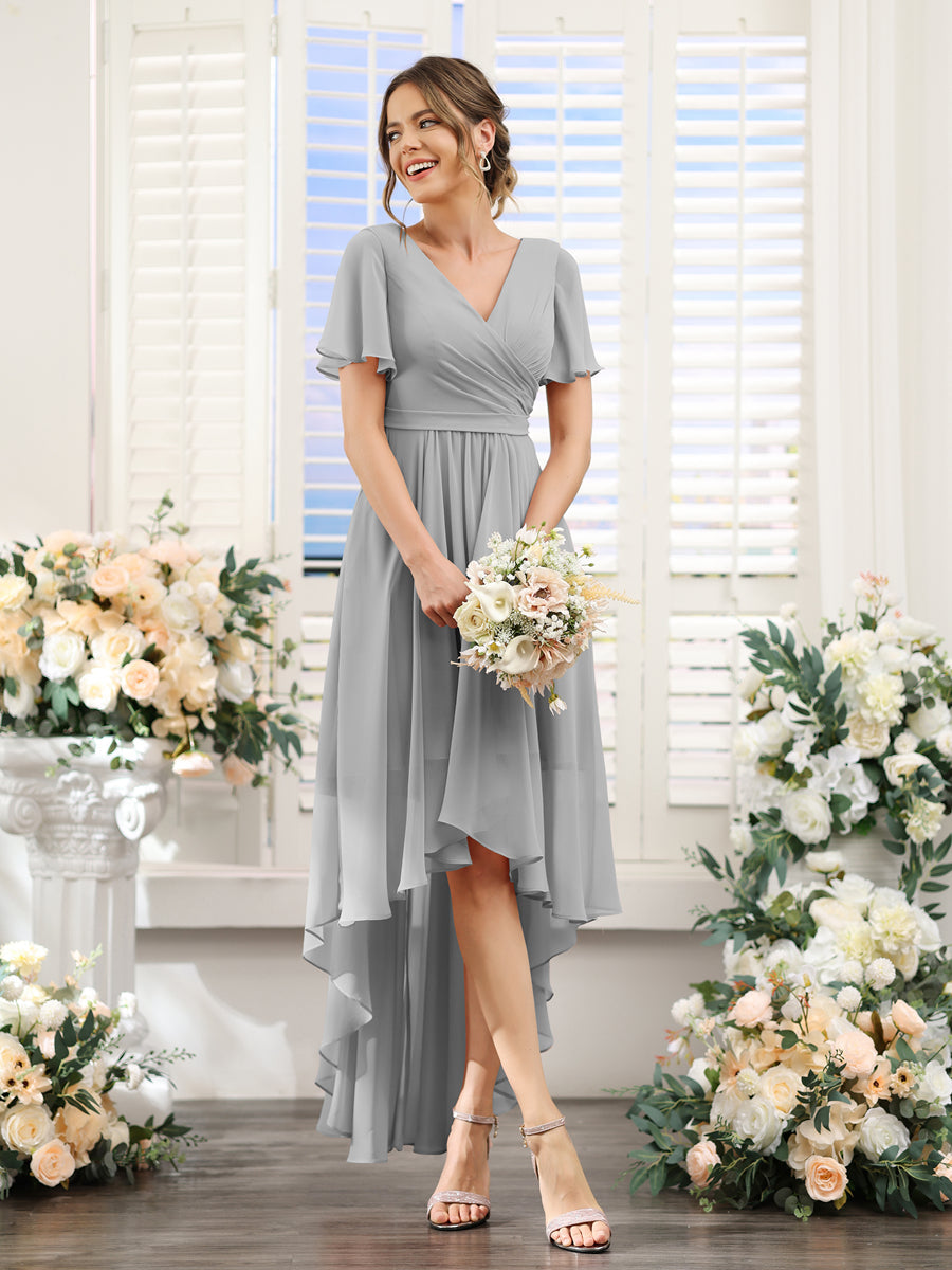 Odette Silver front view bridesmaid dress