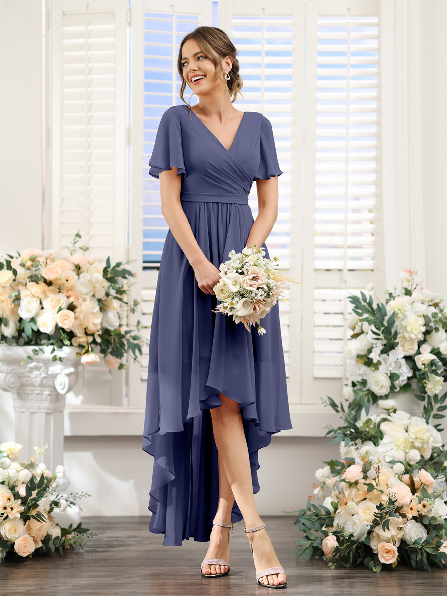 Odette Dusty Blue back view bridesmaid dress