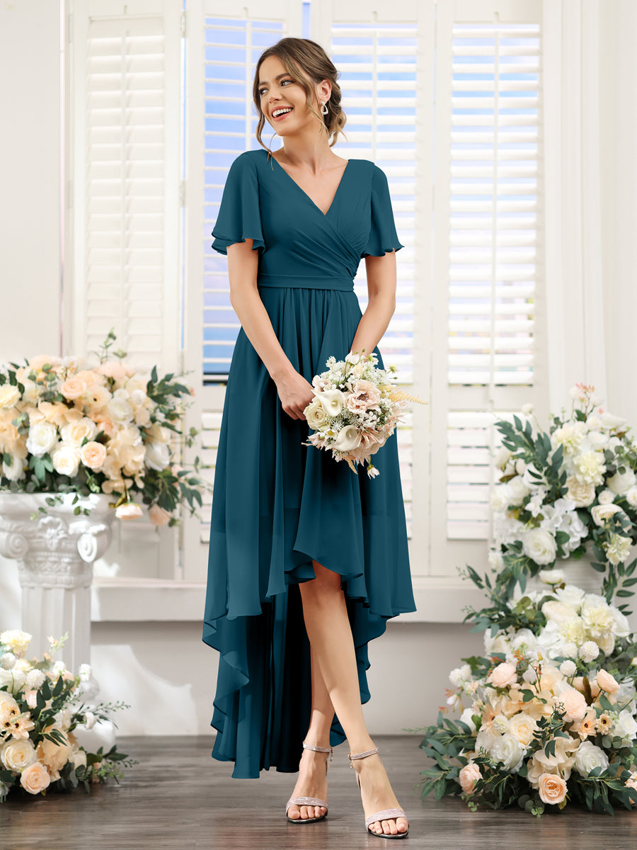Odette Teal front view bridesmaid dress