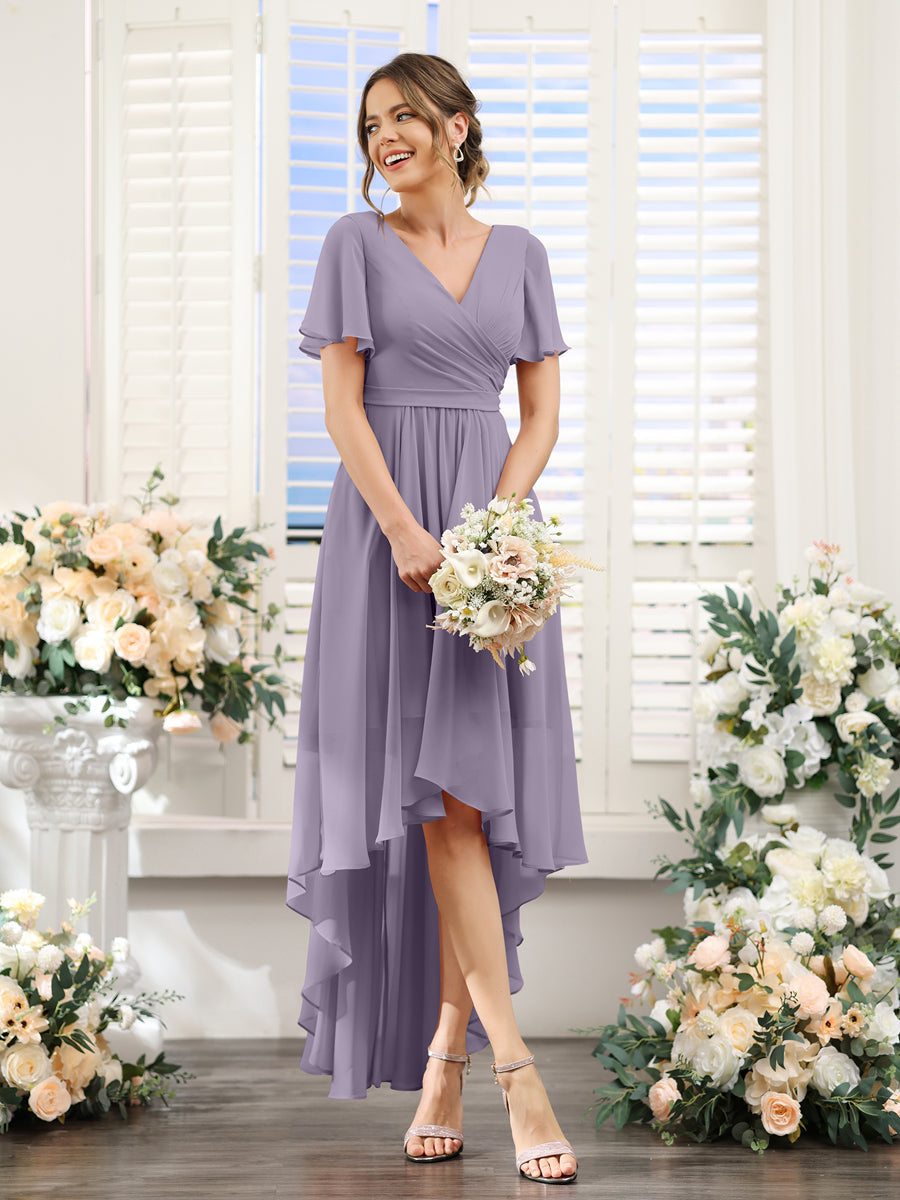 Odette Wisteria front view bridesmaid dress