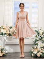 Herminia Wren Blush front view wedding guest dress