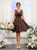 Aveline Brown front view bridesmaid dress