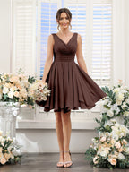 Herminia Wren Brown front view wedding guest dress
