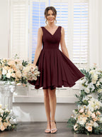 Herminia Wren Burgundy front view wedding guest dress