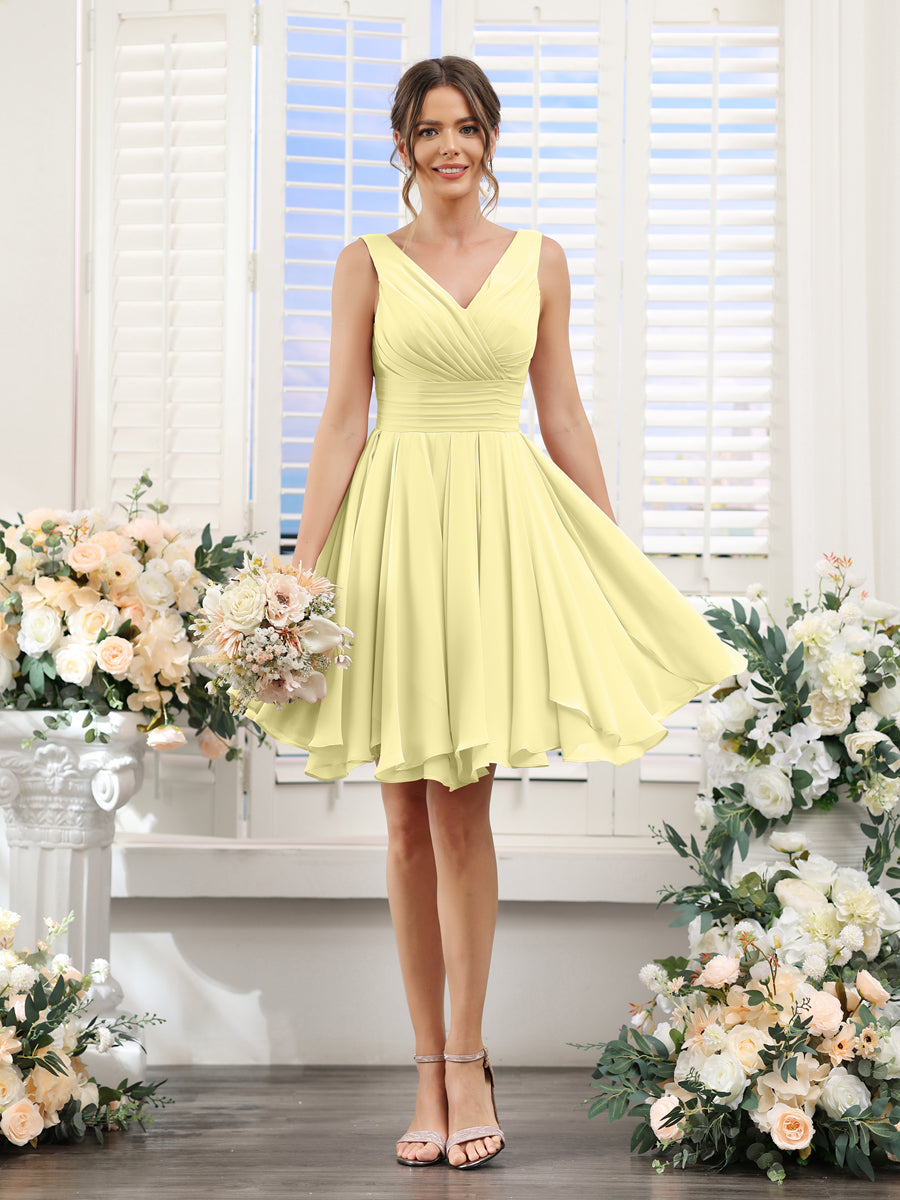Herminia Wren Daffodil front view wedding guest dress