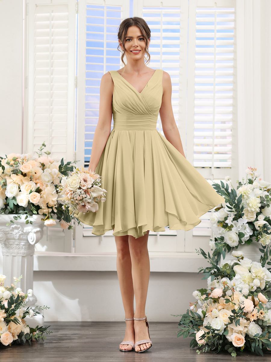 Herminia Wren Champagne back view wedding guest dress