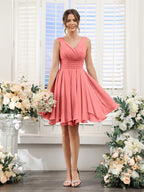 Aveline Coral back view bridesmaid dress