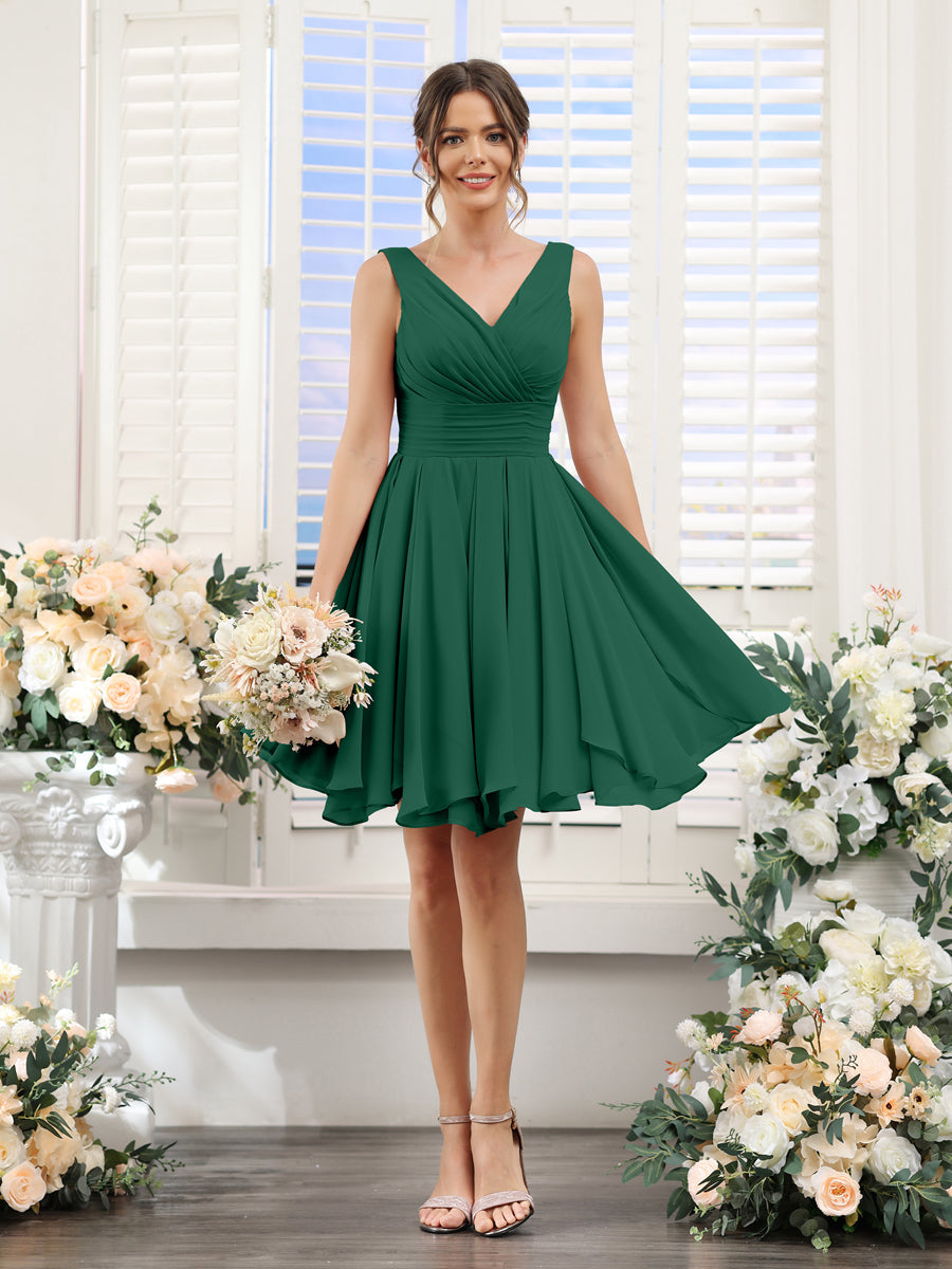 Herminia Wren Hunter Green front view wedding guest dress