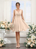Aveline Champagne front view bridesmaid dress