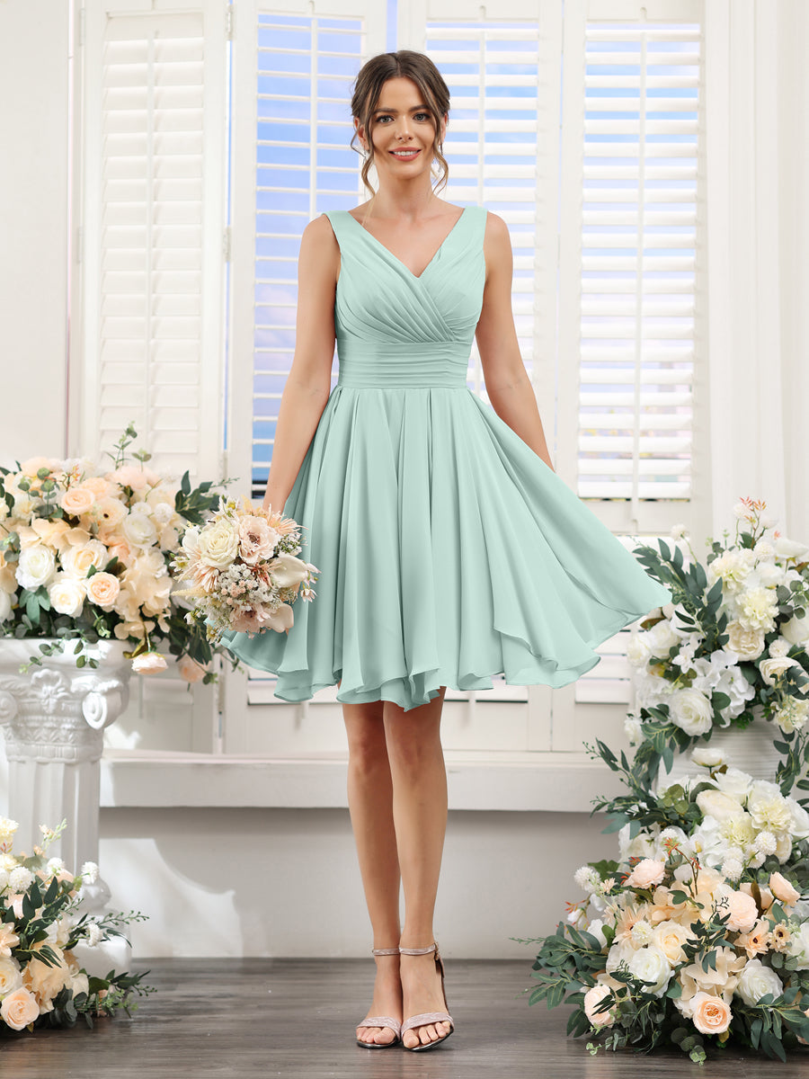Aveline Pool Blue front view bridesmaid dress