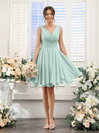 Herminia Wren Pool Blue front view wedding guest dress