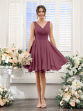 Aveline Plum front view bridesmaid dress