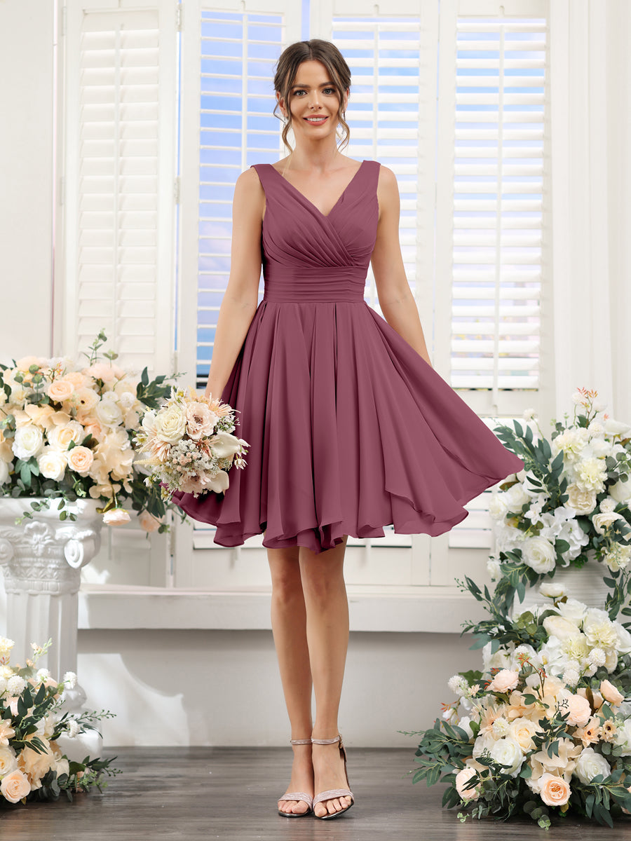 Herminia Wren Plum front view wedding guest dress