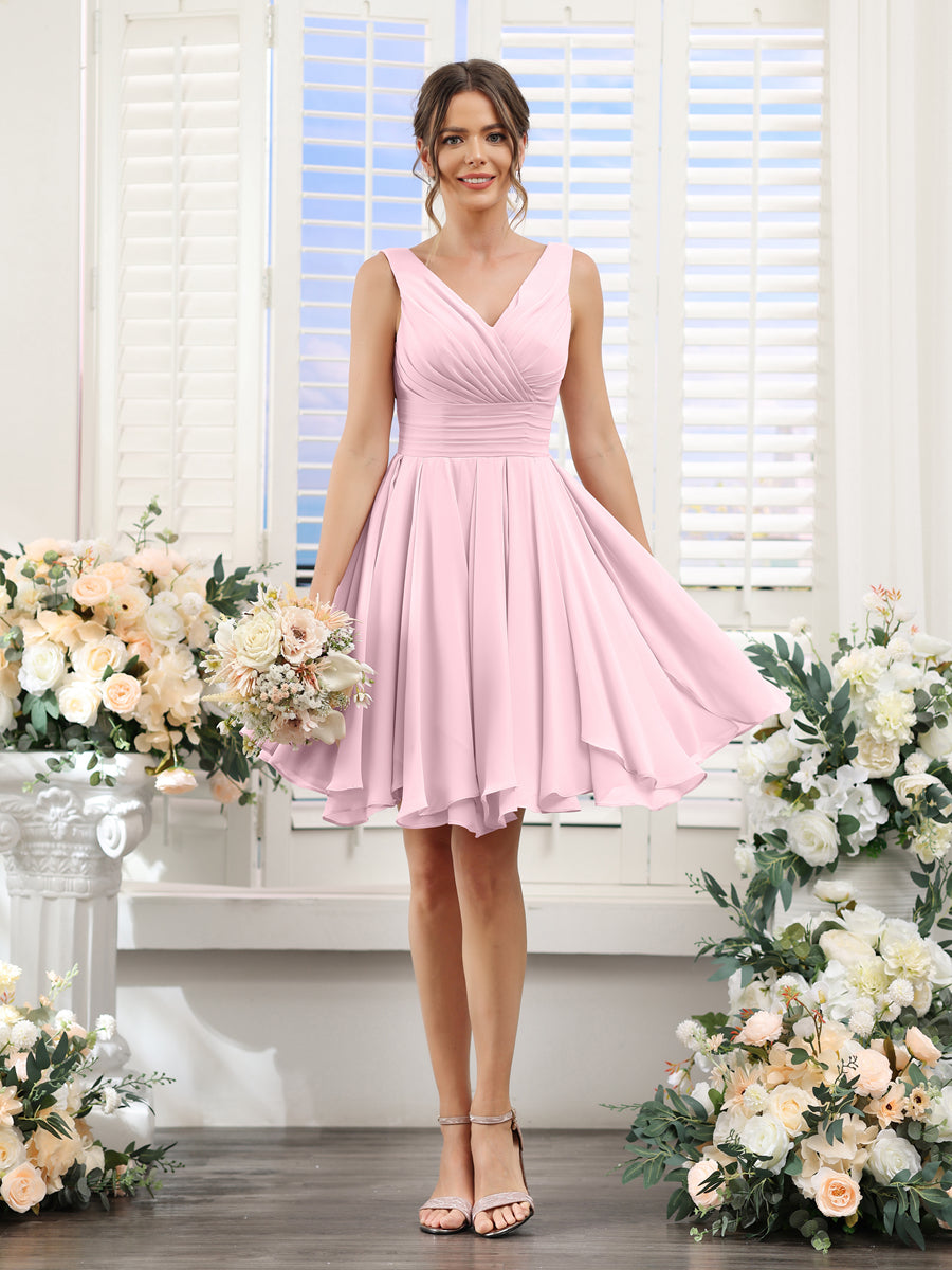 Herminia Wren Rose Pink front view wedding guest dress