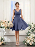 Herminia Wren Dusty Blue back view wedding guest dress