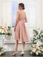 Amelise Dusty Rose back view wedding guest dress