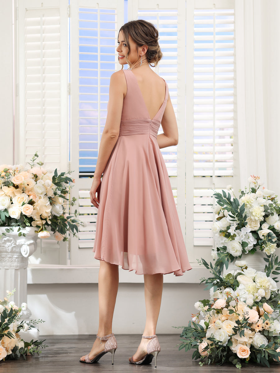 Amelise Dusty Rose back view wedding guest dress