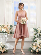 Amelise Dusty Rose hem detail wedding guest dress
