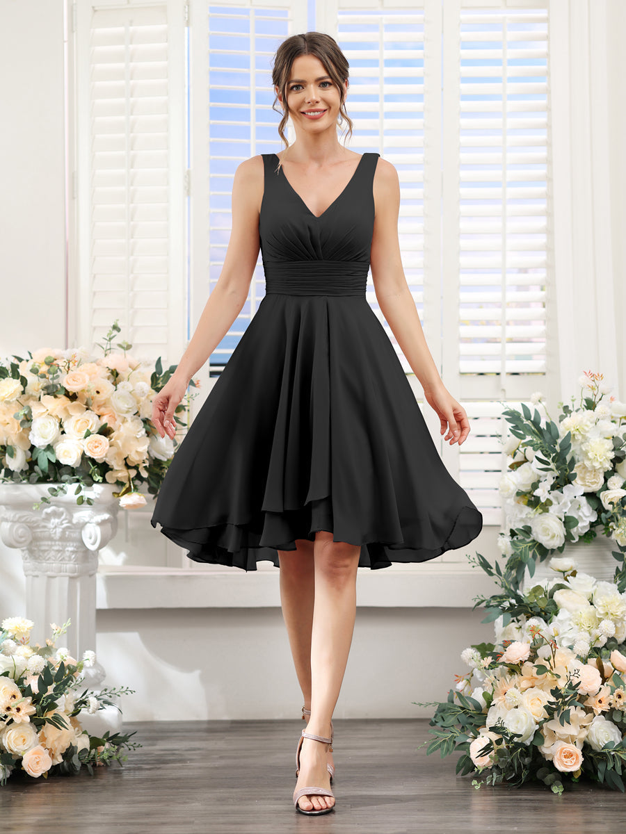 Amelise Black front view wedding guest dress