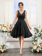 Amelise Black front view wedding guest dress