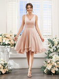 Amelise Blush front view wedding guest dress