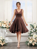 Amelise Brown front view wedding guest dress