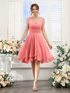 Amelise Coral back view wedding guest dress