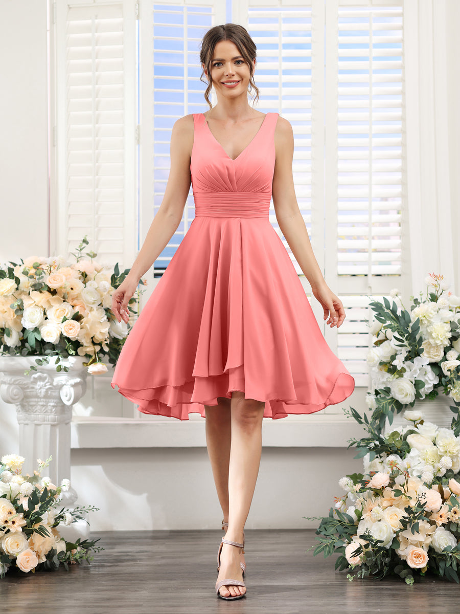 Amelise Coral back view wedding guest dress