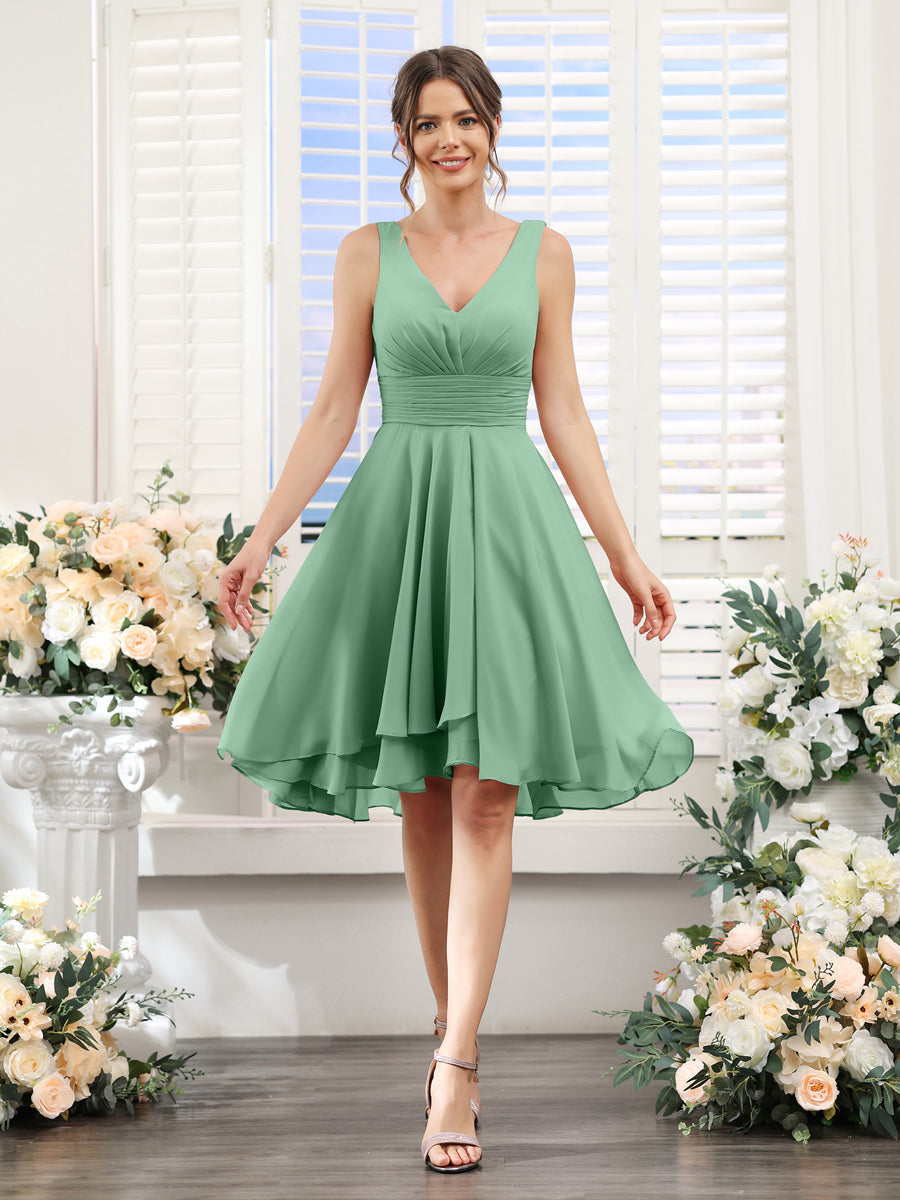 Amelise Eucalyptus front view wedding guest dress