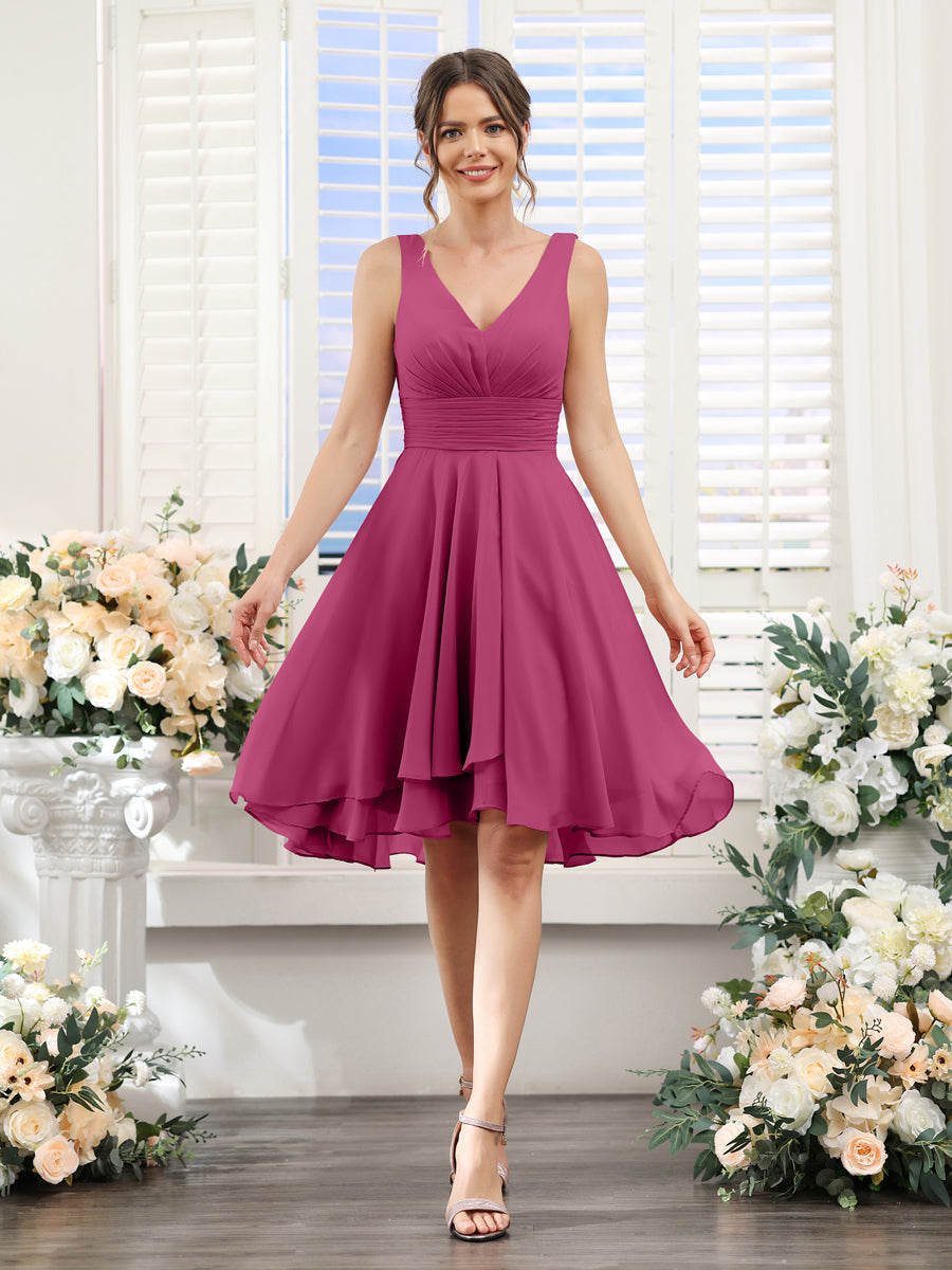 Amelise Fuchsia back view wedding guest dress