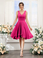 Amelise Fuchsia front view wedding guest dress