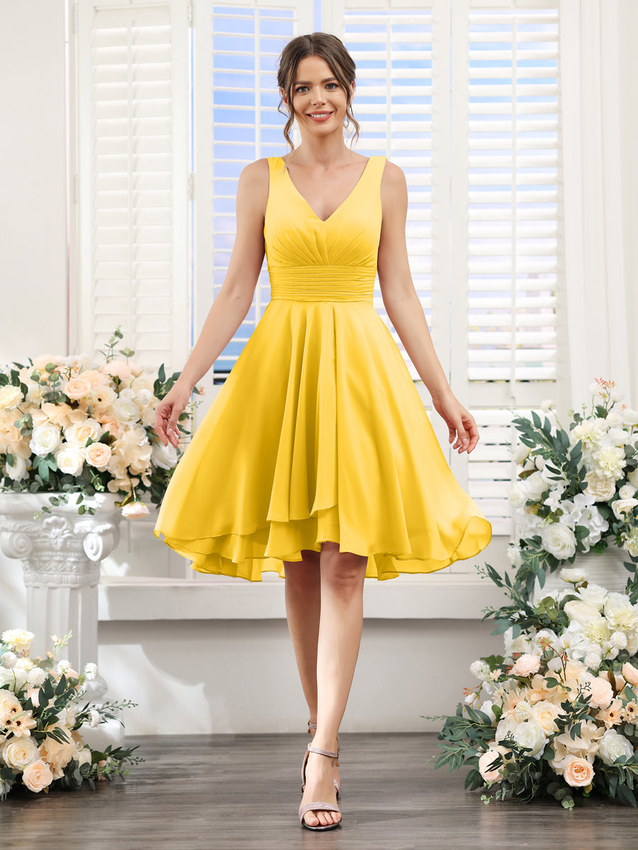 Amelise Gold back view wedding guest dress