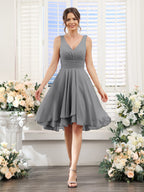 Amelise Grey front view wedding guest dress