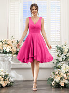 Amelise Hot Pink front view wedding guest dress