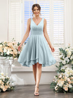 Amelise Sky Blue front view wedding guest dress