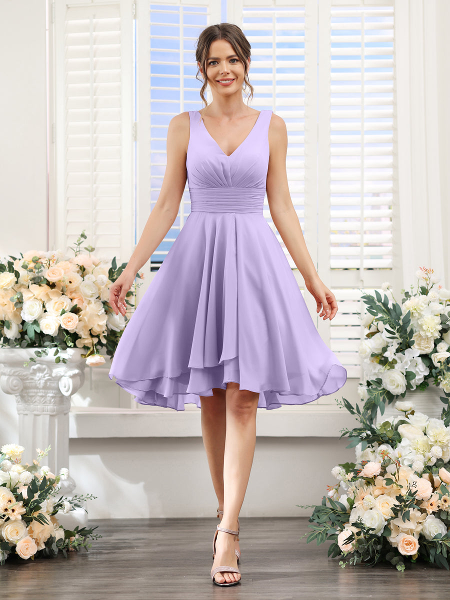 Amelise Lilac front view wedding guest dress
